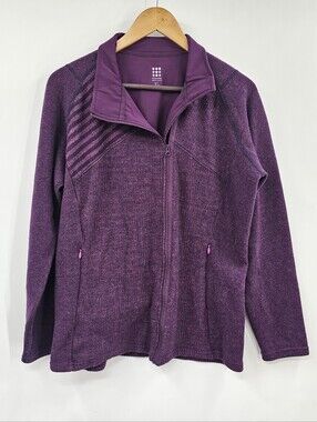 Title Nine Purple Wool Blend Zip-Up Sweater Jacket Size XL